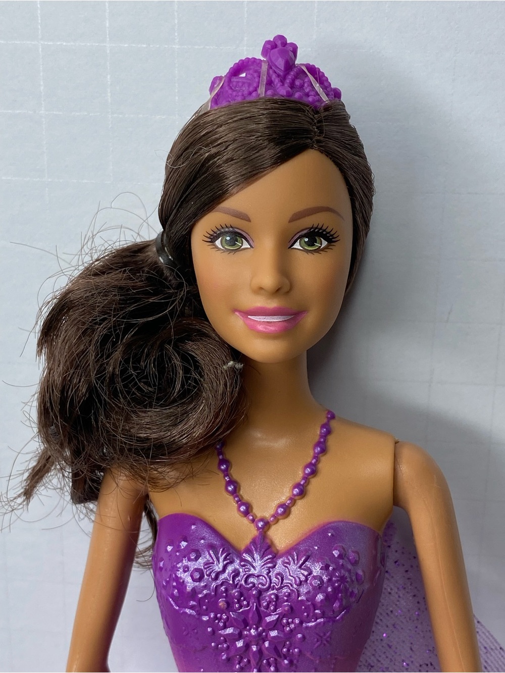 Mattel Barbie Fairytale Ballerina Fashion Doll
Purple Tutu Brown Hair Green Eyes